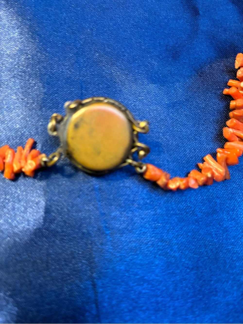 vintage natural Mediterranean branch coral necklace featuring an antique filigre
